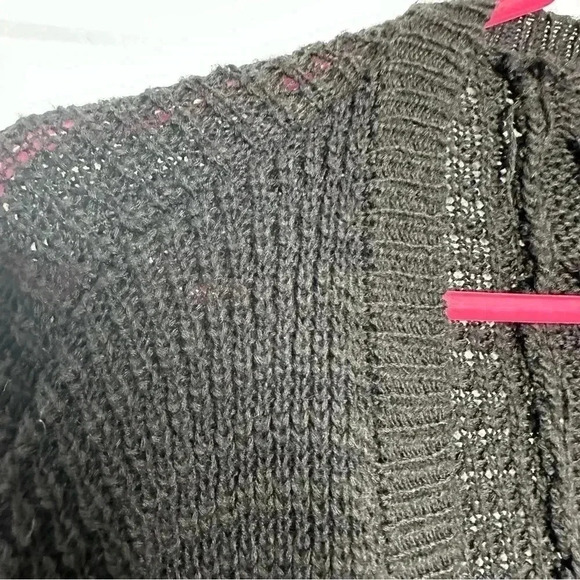 Pink Rose Cable Knit Cardigan Black Size Medium - Picture 3 of 16